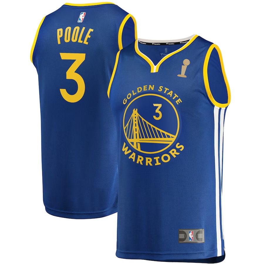 Men Golden State Warriors 3 Jordan Poole Fanatics Branded Royal Finals Champions Fast Break Replica Player NBA Jersey